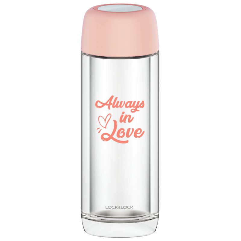 乐扣乐扣（lock&lock）马卡龙色系双层耐热玻璃杯 LLG628 300ml 樱花粉色