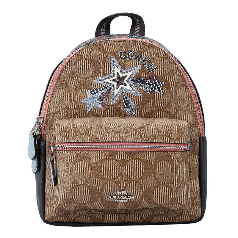 COACH 蔻驰 双肩包 女士双肩拉链背包 欧美时尚 卡其花色