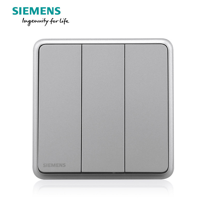 西门子(SIEMENS)开关插座面板灵蕴星辉银86型五孔 三开单控 灵蕴星辉银