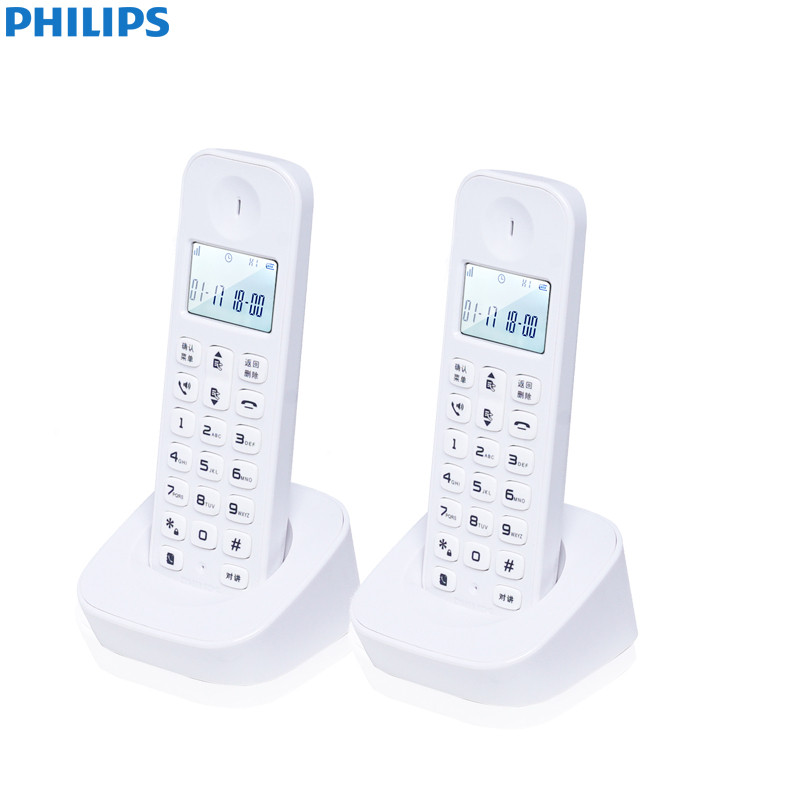 飞利浦(Philips) DCTG160DUO 数字无绳电话机双子机/商务办公/普通家用/来电显示电话机（白色）