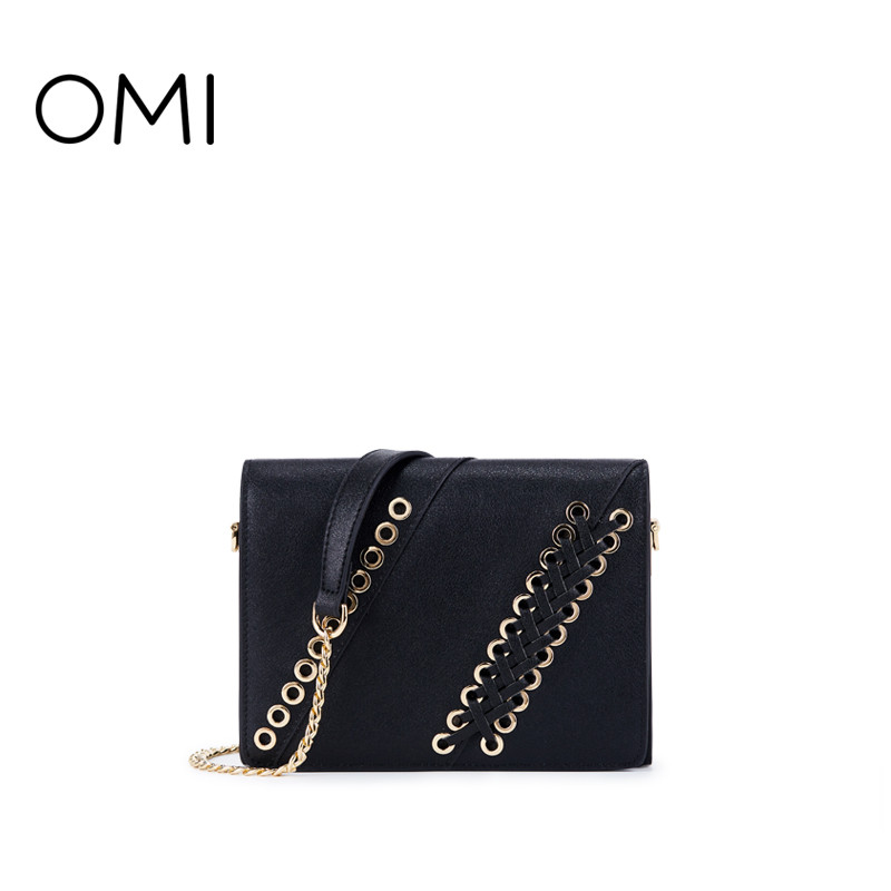 欧米omi2019新款 斜挎包女夏季小包单肩包织带女包 黑色