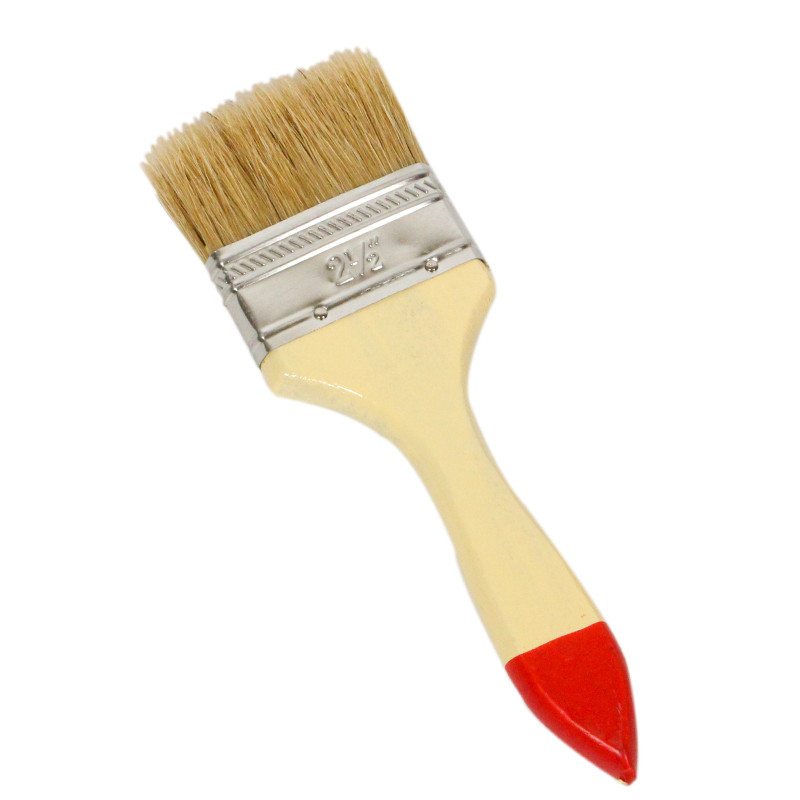 工霸（GONGBA）扁油刷 加厚猪鬃毛油漆刷子 红尖漆柄 2.5英寸 65mm（10把）货期3-5天