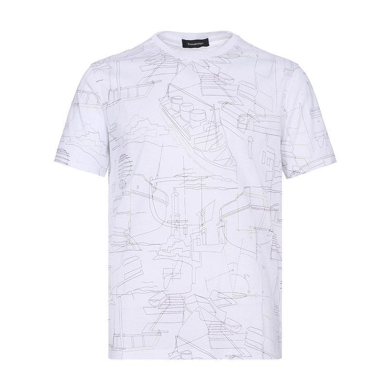 Ermenegildo Zegna 杰尼亚 男士棉质圆领短袖T恤衫 US586 706P N00-白色 50