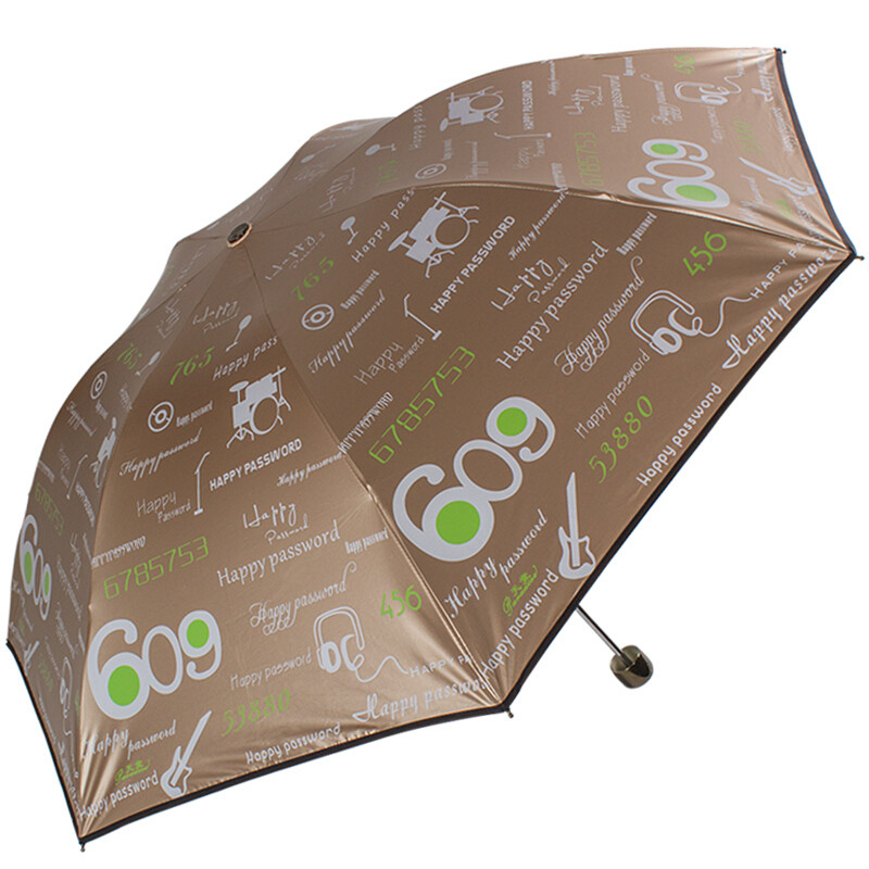 天堂伞三折防紫外线遮阳伞太阳伞晴雨伞晴雨两用 高脚杯数字彩胶_香槟