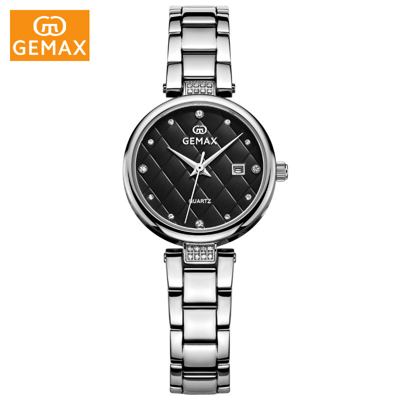 GEMAX/格玛仕正品品牌防水石英手表女士商务钢腕表MX2174 MX2174#-白钢黑