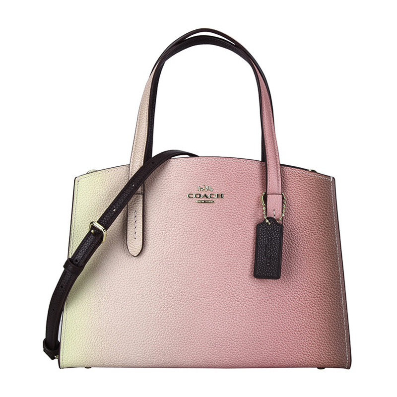 COACH 蔻驰 奢侈品 欧美时尚女士手提包专柜款粉色渐变色人造革手提单肩斜挎包 粉色渐变色