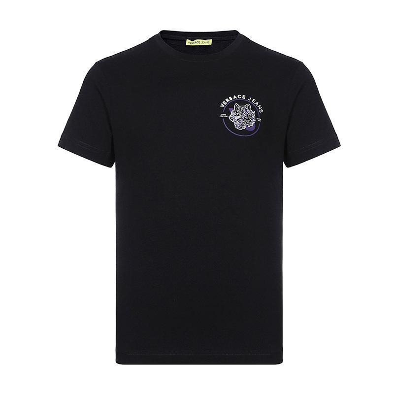 Versace JEANS 范思哲 男士虎头印花棉质圆领短袖T恤 B3GTA73G 36598 899-黑色白色 XL