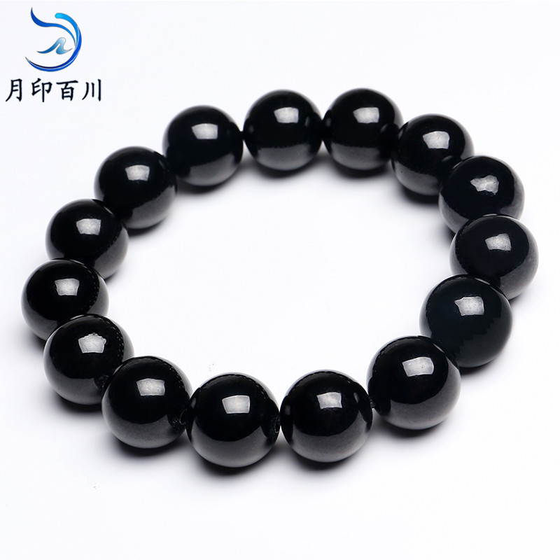 翡翠玉手串 墨翠翡翠佛珠玉石手链 附送证书 【已售】单珠约13-14mm*15颗