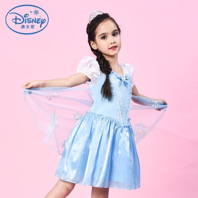 迪士尼DISNEY 女童公主裙 冰雪奇缘艾莎公主同款 薄款连衣裙