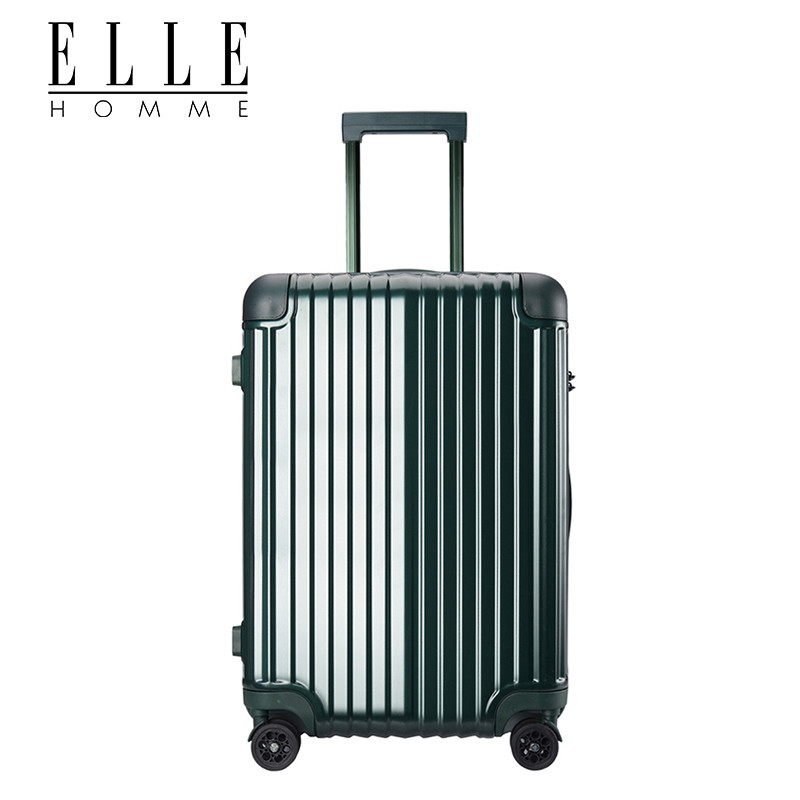 ELLE HOMME新款时尚拉链箱国际通用海关锁防撞尼龙包角旅行箱EH1916 28寸 28寸 大包角翡翠绿