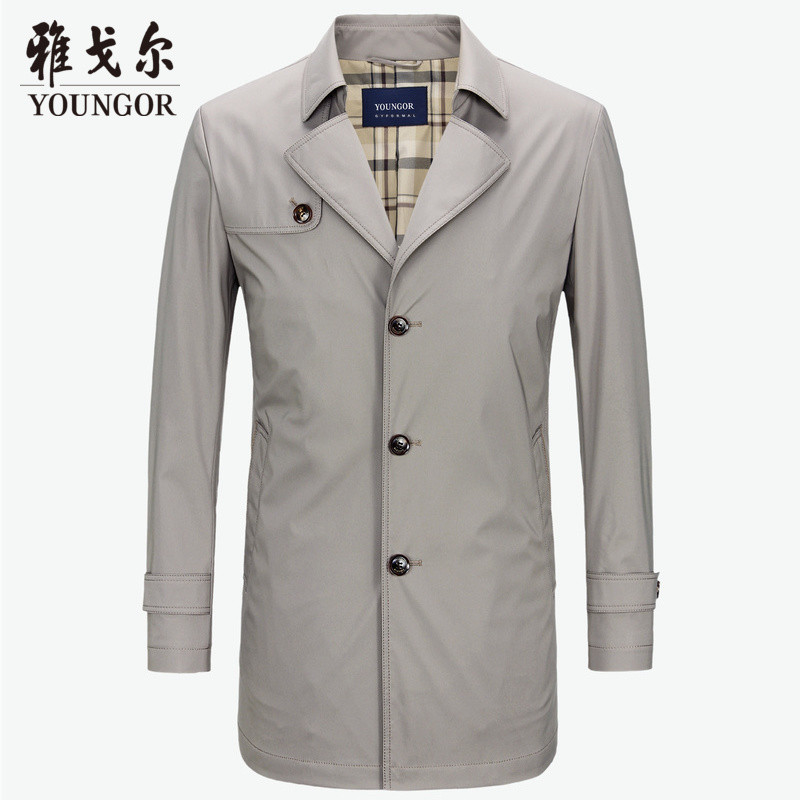 Youngor/雅戈尔男士春季卡其商务正装风衣化纤面料003YQA 180/100A 卡其色