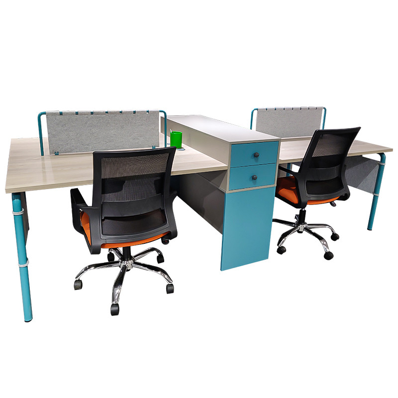 富和美FHM-8216办公家具中式中班台办公桌桌电脑桌2800L*1200W*750H胡桃色 天蓝 天蓝色