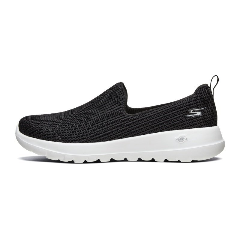 Skechers斯凯奇女鞋新款一脚套鞋健步鞋轻薄透气布休闲鞋15637 黑色/白色/BKW 36.5