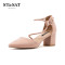 星期六(ST&SAT)尖头中空浅口粗高跟单鞋女SS91114135 31粉色 38码