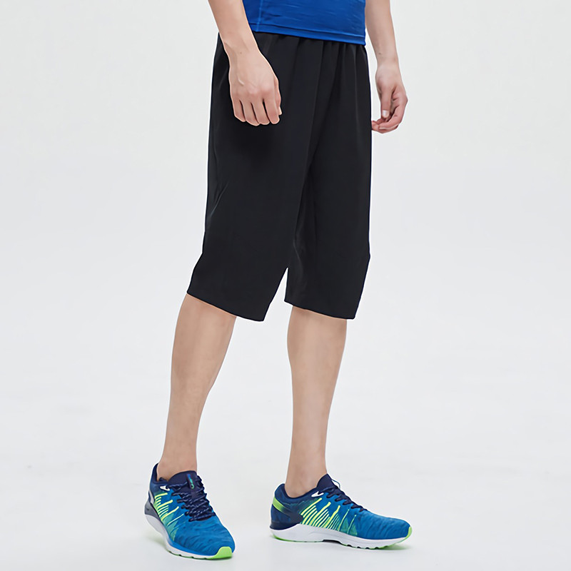 李宁(LI-NING)七分裤男士速干跑步系列轻薄透气吸湿排汗简约舒适弹力休闲运动裤AKQP031 AKQP031-1标准黑 L/175