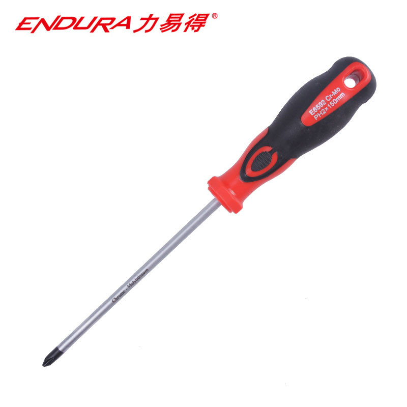 力易得（ENDURA）十字型橡塑柄螺丝批 磁性螺丝刀 起子改锥 #0x100mm 货号E6573