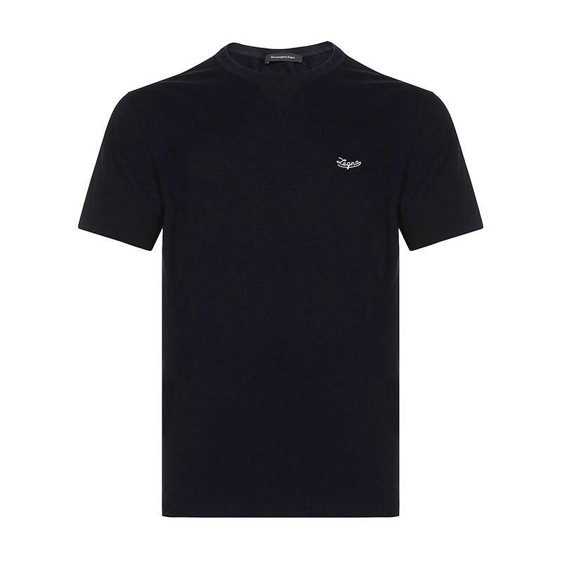 Ermenegildo Zegna 杰尼亚 男款棉质圆领短袖T恤 US526 706TR 52 B09-黑蓝色