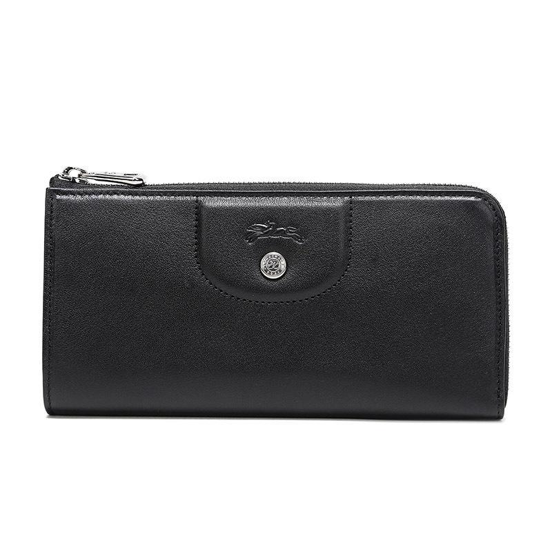 Longchamp 珑骧 女款LE PLIAGE CUIR系列羊皮长款钱包钱夹 3418 737 001-黑色