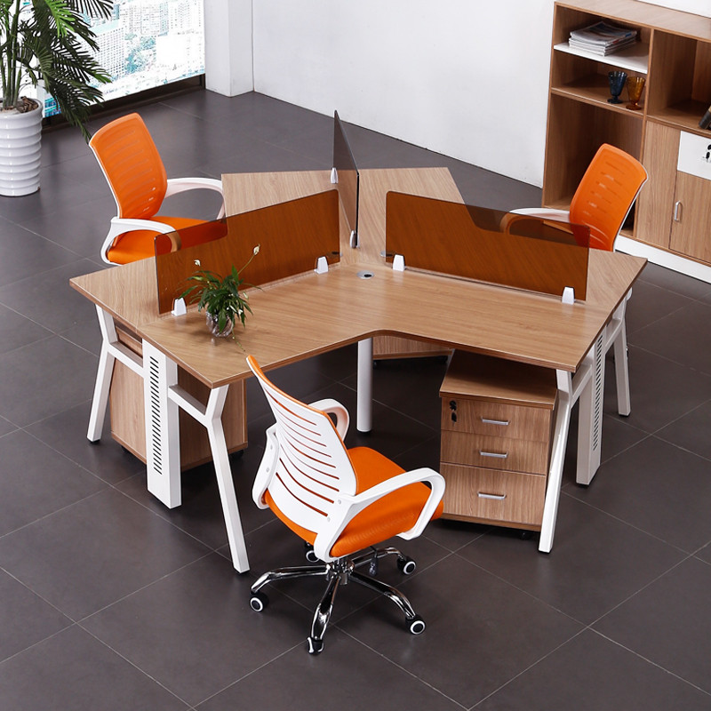 欧宝美公桌屏风办公桌员工桌工作位三人位含柜 三人屏风位高清实拍图