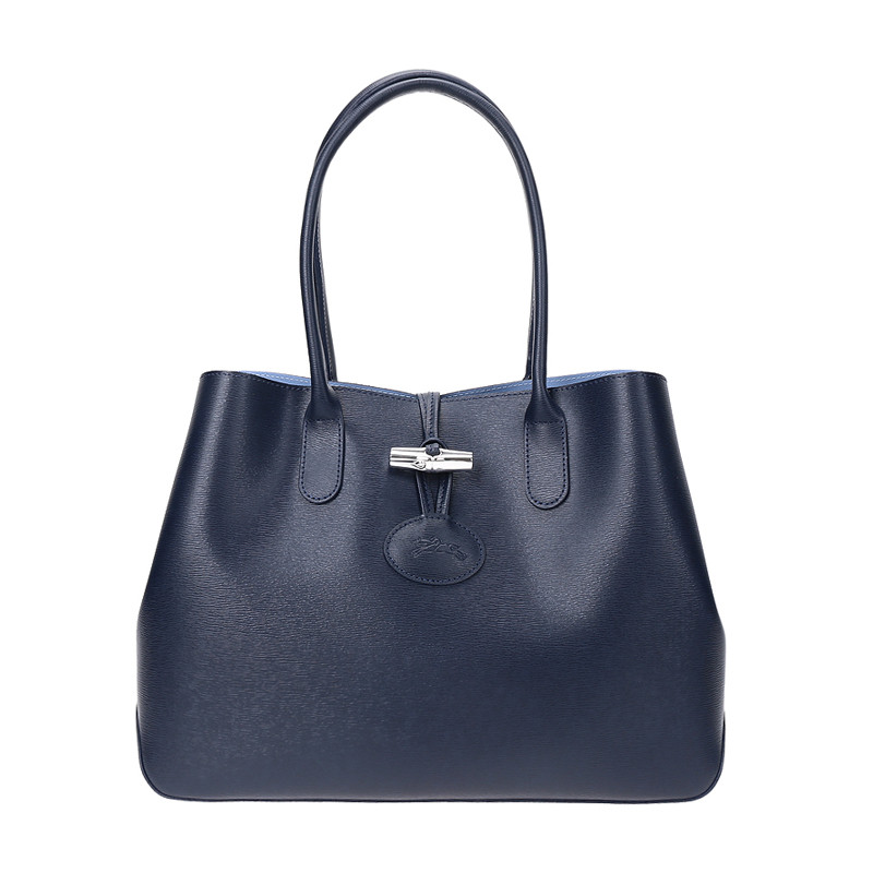 Longchamp 珑骧 女士ROSEAU系列牛皮中号手提单肩包 2686 871 006-海军蓝