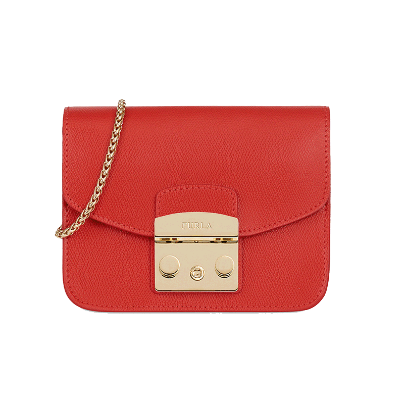 FURLA/芙拉METROPOLIS系列迷你斜挎链条小方包 红色