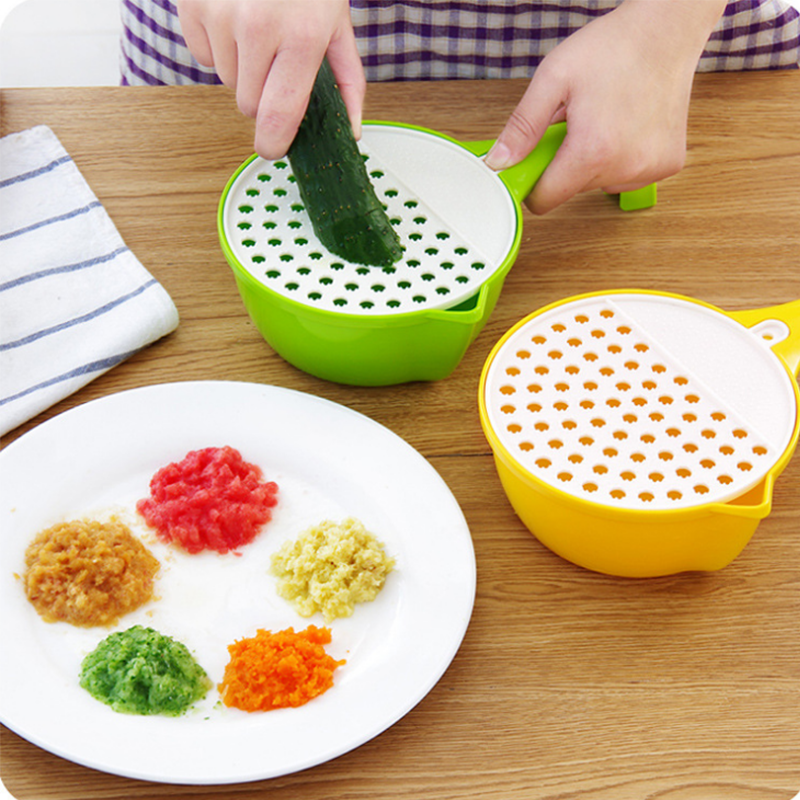 星橙 厨房用品多用刨瓢塑料水瓢勺子多功能手动宝宝食物研磨器组合