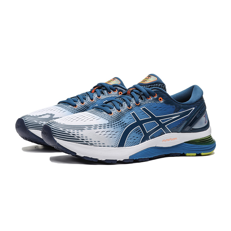 ASICS男鞋跑步鞋GEL-NIMBUS 21跑步运动鞋1011A714-100 1011A714-100蓝色+白色 44码