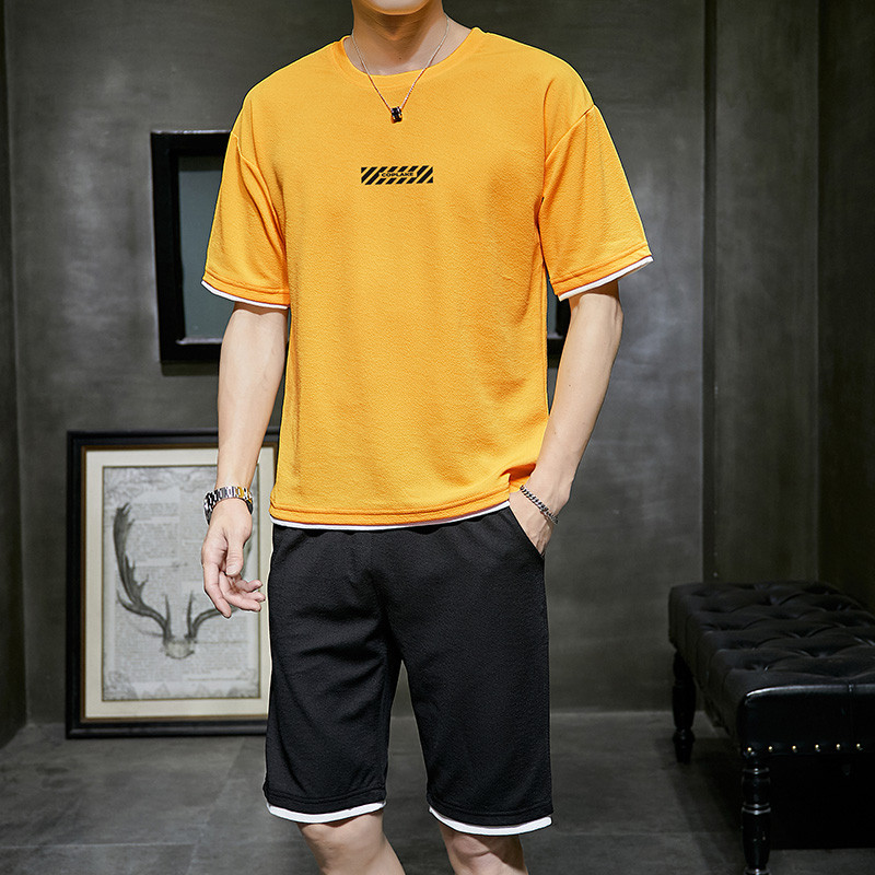 IKOPPOI 男士短袖套装 TX961-8 4XL 961-8黄色