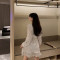 2019夏季新款防晒雪纺连衣裙波点流行时尚仙女甜美性感裙子 M 杏色