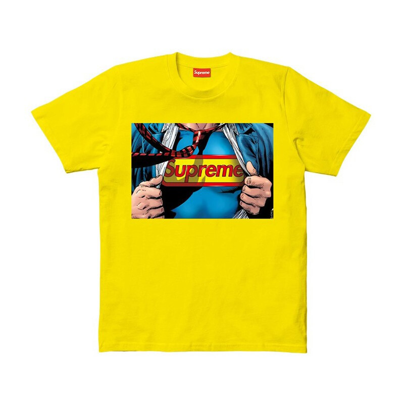 SUPREME 兆利潮牌 男士夏季休闲短袖 时尚超人印花T恤 男 333 M 黄色