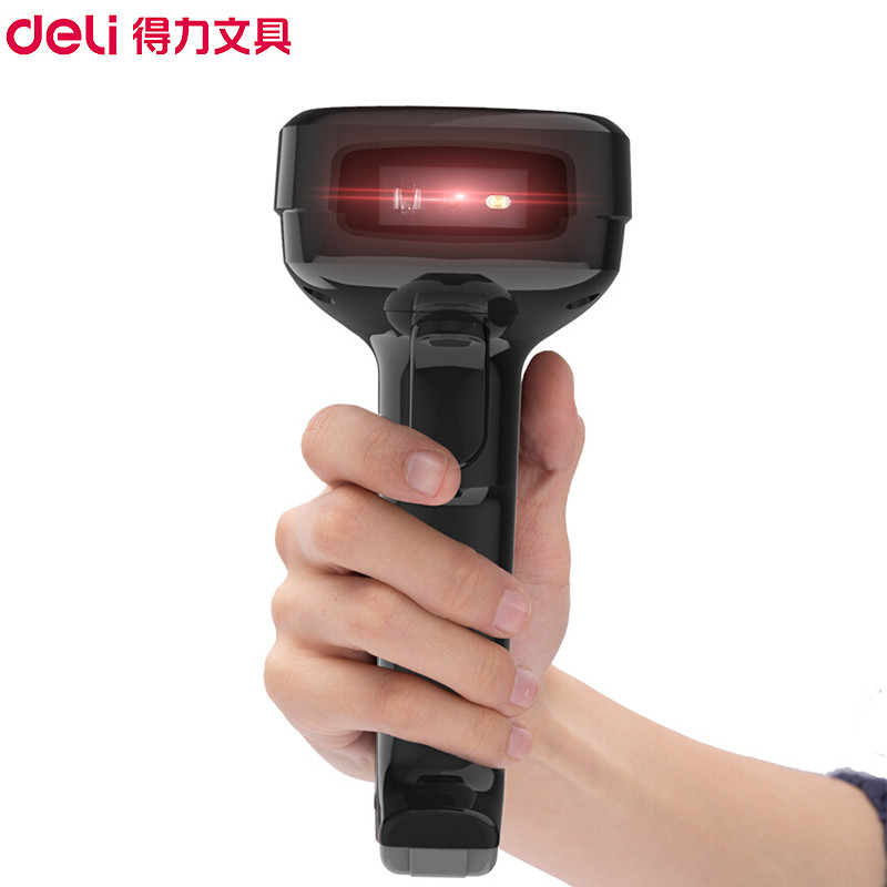 得力(deli)14952一二维码有线扫描枪支付宝微信收款扫码收钱机器农资台账便利店超市收银把枪