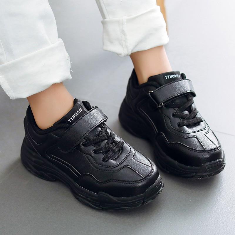 增高男童软底老爹鞋女童鞋运动休闲鞋秋冬季保暖防滑时尚潮鞋新款男女中大童26-40码跑步鞋 黑色 34