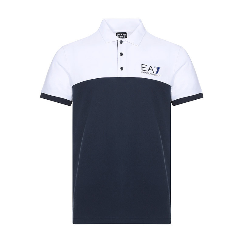EMPORIO ARMANI EA7 阿玛尼 男款棉质短袖POLO衫 3GPF04 PJ61Z 1100-白色海军蓝 XL
