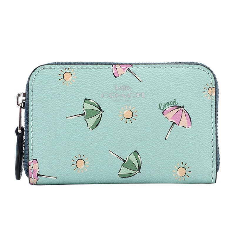 COACH 蔻驰 奢侈品 欧美时尚女士简约印花皮革短款零钱包卡包