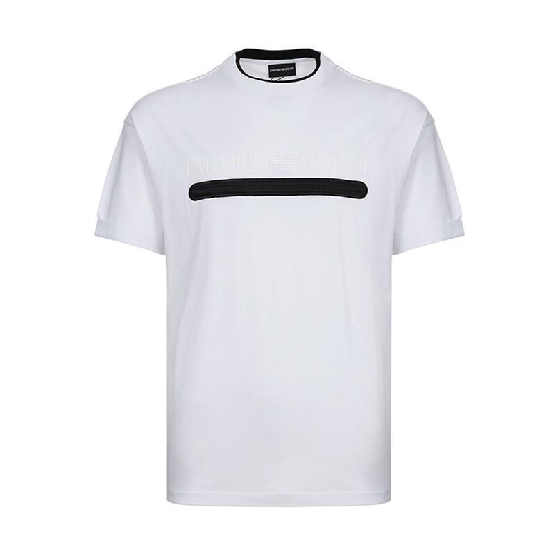 EMPORIO ARMANI 阿玛尼 男士LOGO图案棉质圆领短袖T恤衫 3G1TL8 1JTUZ F106-白色 XXL