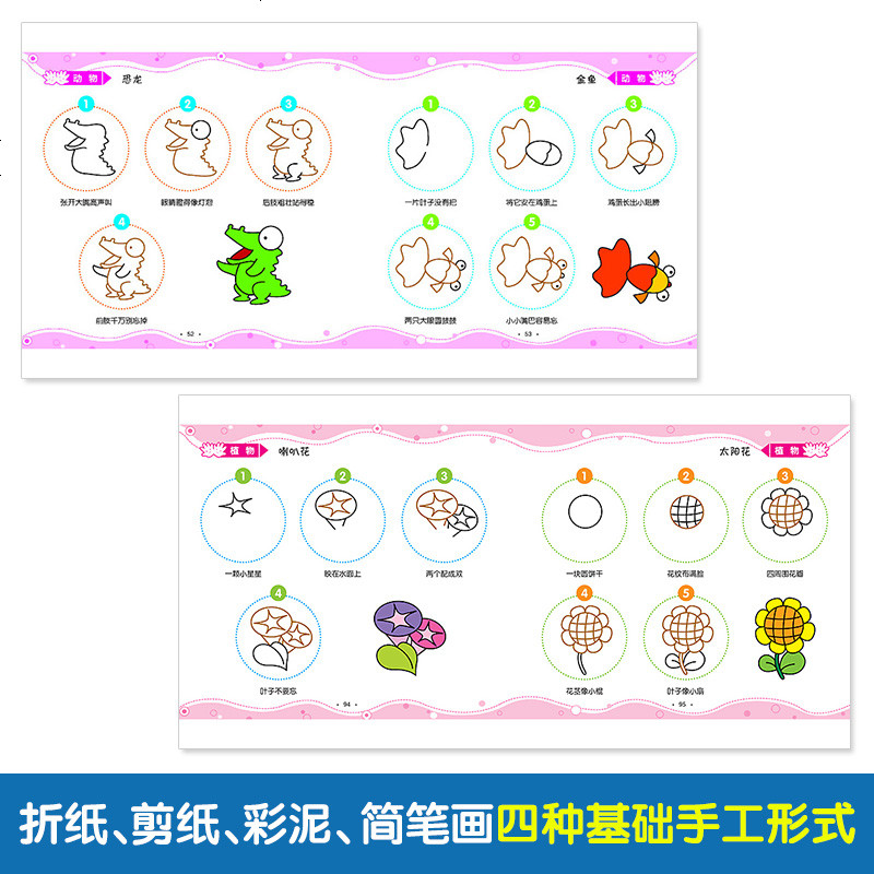 正版全套4册 手痒痒新编儿童美术手工大全 趣味简笔画 魔法彩泥 创意