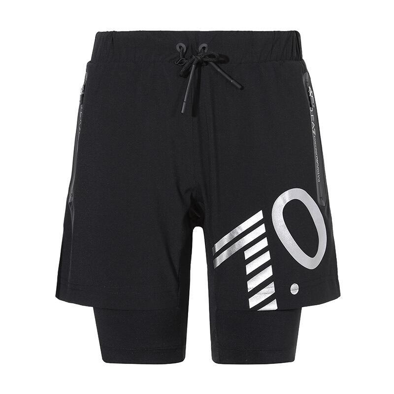 EMPORIO ARMANI EA7 阿玛尼 男士聚酯纤维/混纺休闲短裤 3GPS63 PNQ5Z 1200-黑色 S