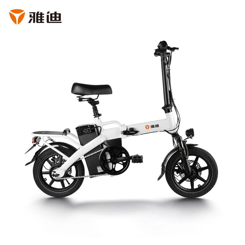 雅迪电动车F3第三代锂电池代驾助力便携电动折叠自行车 白色