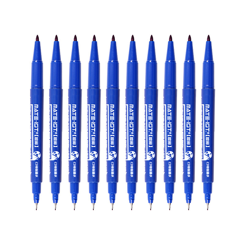 欧标（MATE-IST) B1522小双头油性记号笔 12*140mm 10支/盒，180盒/箱（单位：盒） 蓝色