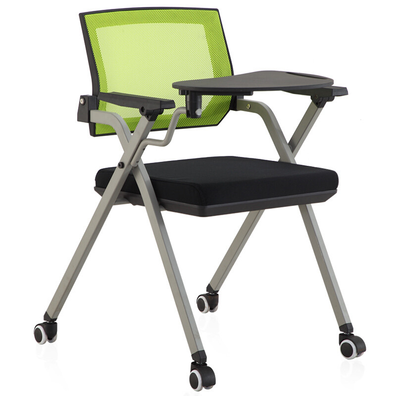 培训椅带写字板折叠桌椅一体学生靠背职员办公椅子简约网布会议椅款式 滑轮加写字板
