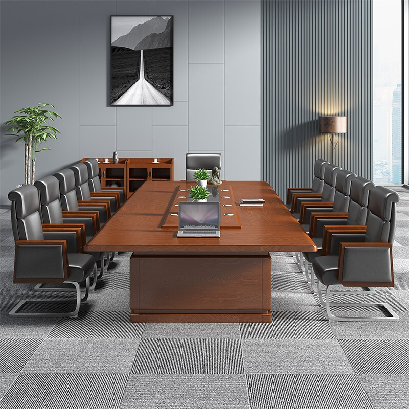 欧宝美办公家具现代简约会议室接待洽谈培训桌油漆贴木皮大型会议桌长条桌4米 4000*1700