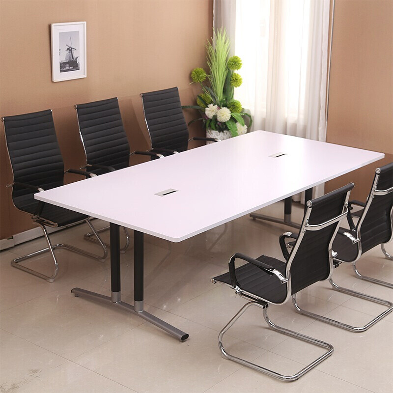 欧宝美会议桌长条洽谈桌简约现代条形桌板式员工培训桌 2400*1200（白色）