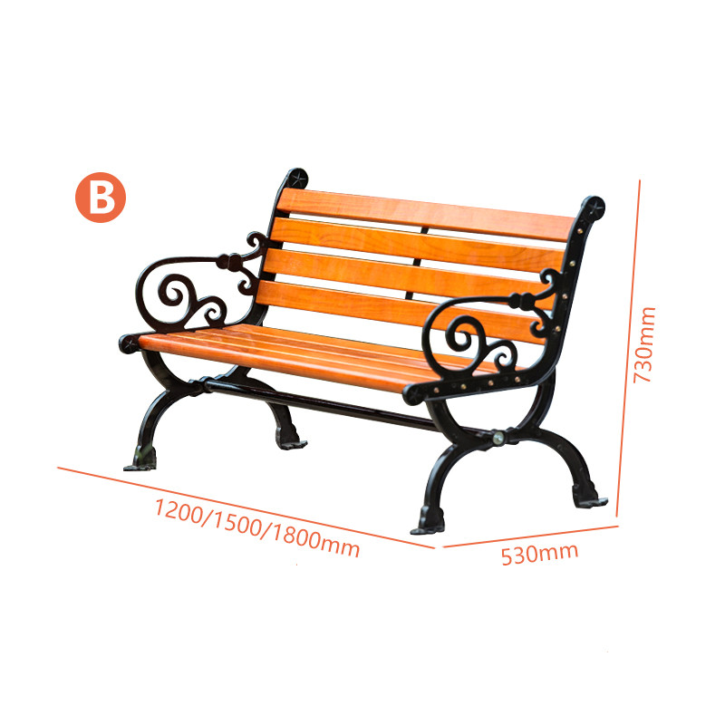 富和美(BNF)公园椅户外长椅休闲靠背双人广场座椅庭院花园小区铸铝塑木长凳子96长椅 B款1.2米