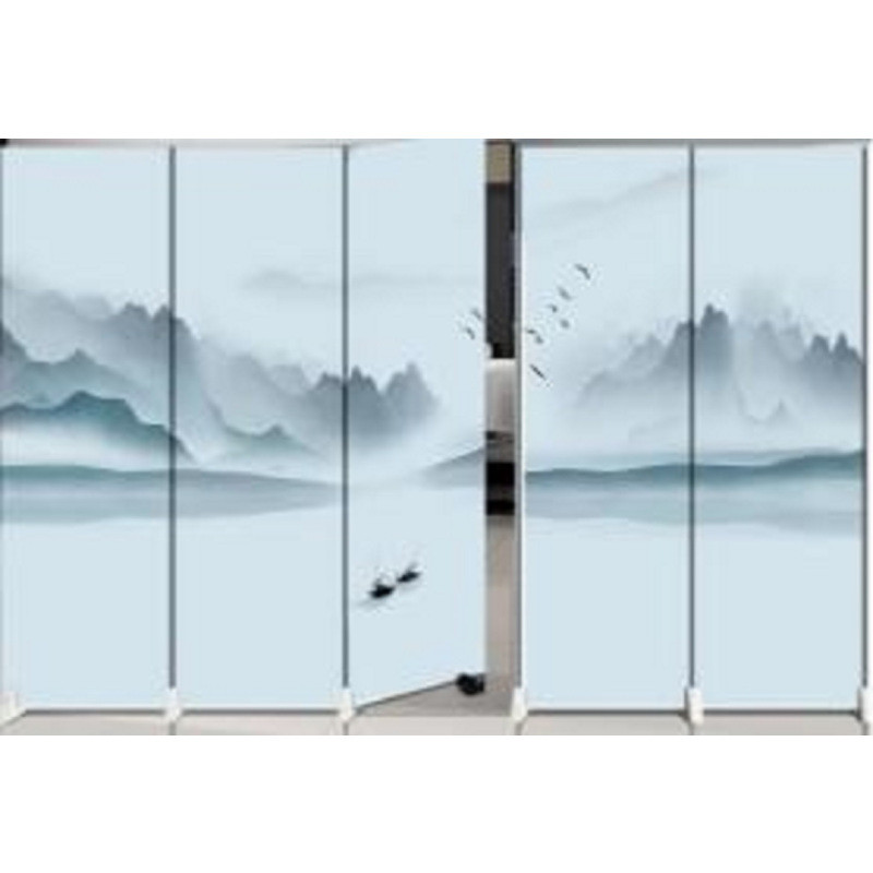 东龙浩宇 山水画屏风长5米*高2米 蓝色