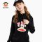PaulFrank/大嘴猴2019秋季新款连帽卫衣女宽松印花黑色韩版休闲_1 L 黑色