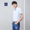 HLA海澜之家净色制扣领短袖休闲衬衫2019夏季印花绅士短衬男_HNECJ2R044A 浅蓝44 180/100A