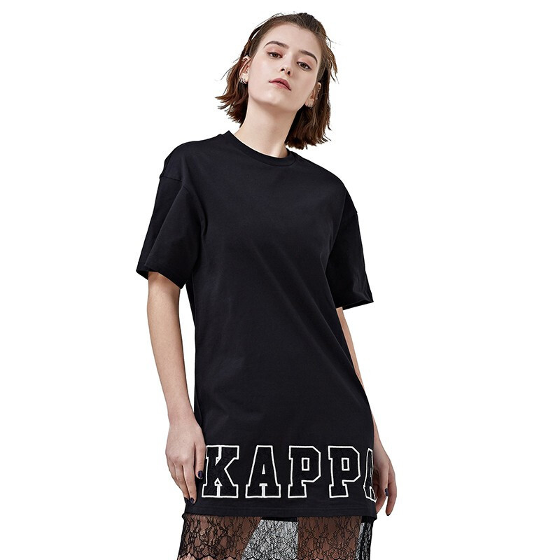 卡帕（Kappa）运动女款连衣裙时尚透气舒适T恤裙长裙K0922QL91D L K0922QL91D-990黑色（女）