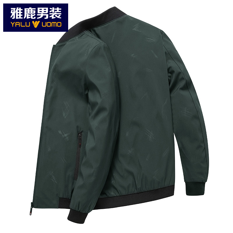 【版型偏小，建议拍大一码】雅鹿男装男士外套夏2019春秋季新款时尚帅气休闲棒球领夹克男潮A19202053 墨绿 185