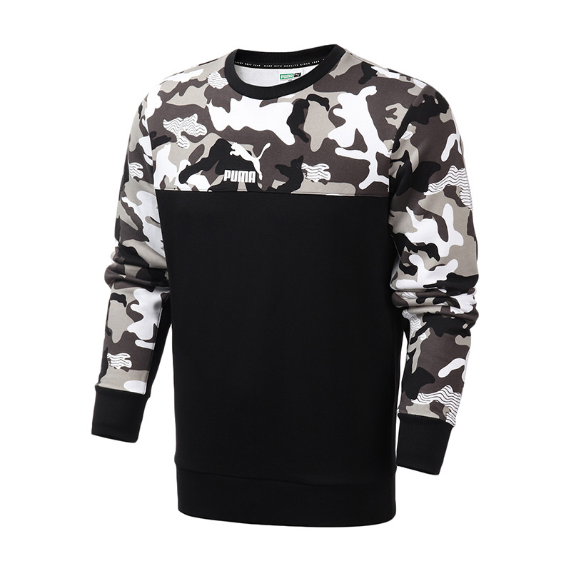 PUMA彪马男装运动服休闲针织套头衫圆领卫衣595951 XXL 59595101黑色