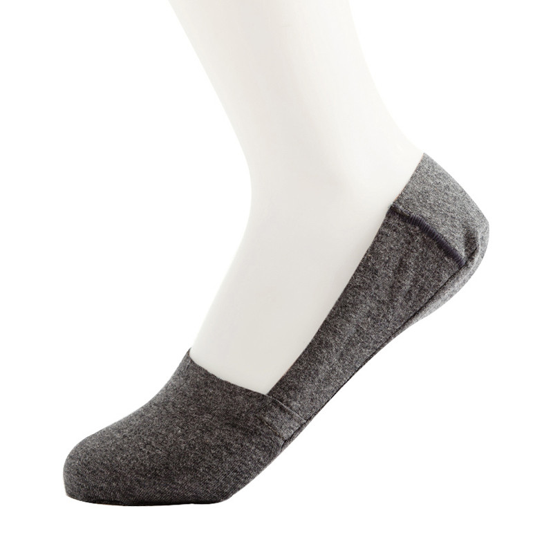 日本厚木 ATSUGI 船袜男士 深口设计 脚跟硅胶设计防脱落 含棉成分ATF036 2527 灰白